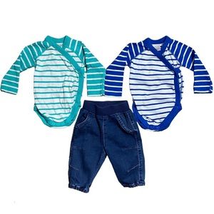 Hanna Andersson Long Sleeve Stripe Bodysuits and Jeans Organic Size 60cm 3-6m